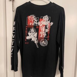 Primitive Black Long-Sleeve Graphic Tee with Red & White Anime Artwork